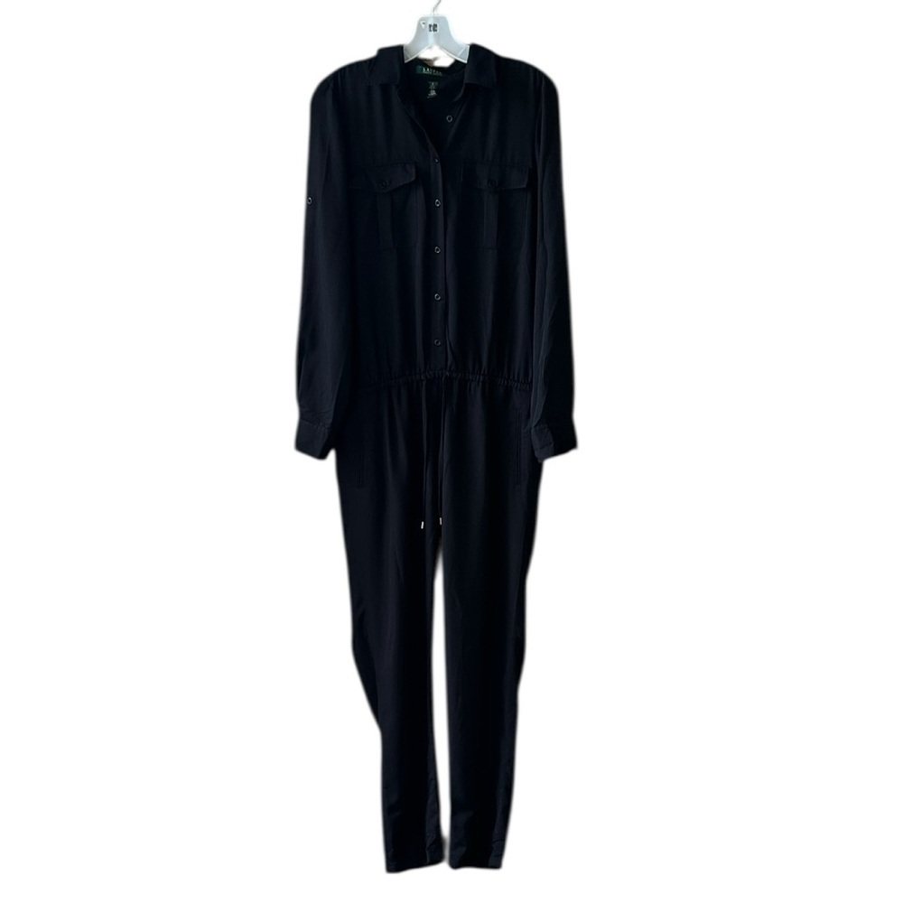 Lauren Ralph Lauren Black Sz 8 Utility Overall Jumper Romper
